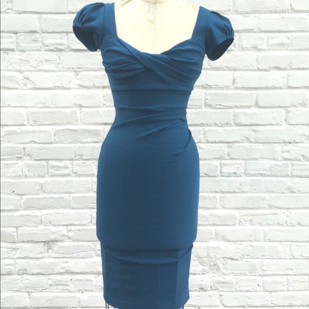 BILLION DOLLAR BABY FITTED DRESS-peacock